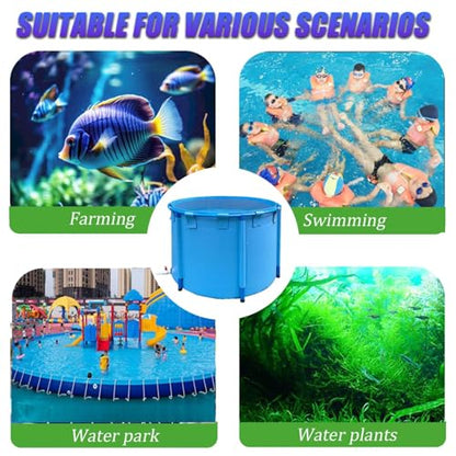 Aquarium Pool with Drain Valve,Aquaculture Water Tank Cistern Steel Frame Multifunction PVC Canvas Temporary Fish Pond，Round Frame Swimming Pool Fish Pond - PVC Canvas with Drain Valve, Temp - size: 2x1m