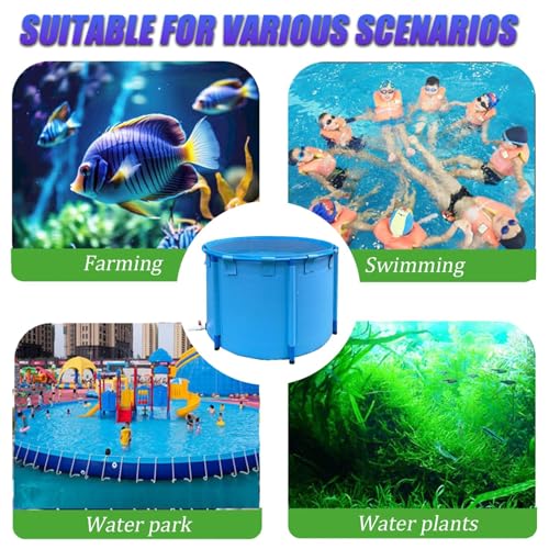 Aquarium Pool with Drain Valve,Aquaculture Water Tank Cistern Steel Frame Multifunction PVC Canvas Temporary Fish Pond，Round Frame Swimming Pool Canvas Fish Pond 1.8x1m, PVC Temporary Holdin - size: 1.8x1m