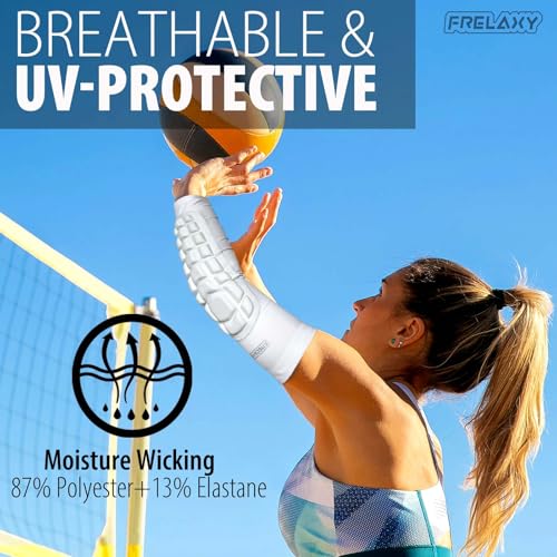 Frelaxy Elbow Pads, Padded Arm Sleeves for Volleyball and Football, 2 Pack - color: White, size: Medium