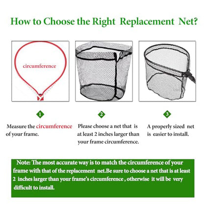 Rubber Coated Replacement Fishing Net Hook Resist for Landing Net, 24" to 36" Deep Net for Larger Catches - size: XL:34.6"Dia.-36"Depth-109"Circumference