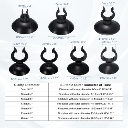 Aquarium Suction Cups, Fish Tank Suction Cups Clips Airline Tube Holders Clamps (Plastic, 15Pcs, Black) for 0.7" Fish Tank Airline Tubing Binding Moss Shrimp Nest, 17x30MM - color: Black, size: 17x30MM