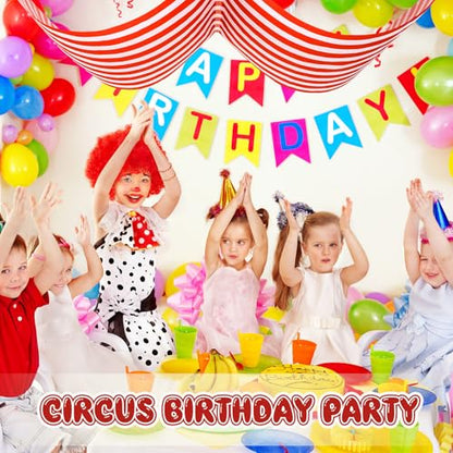 1 Pack Circus Halloween Decorations 32 Inch x 16 ft Red and White Hanging Banner with Tape Ceiling Decor for Carnival Birthday Classroom Circus Theme Party Decorations - style: Carnival