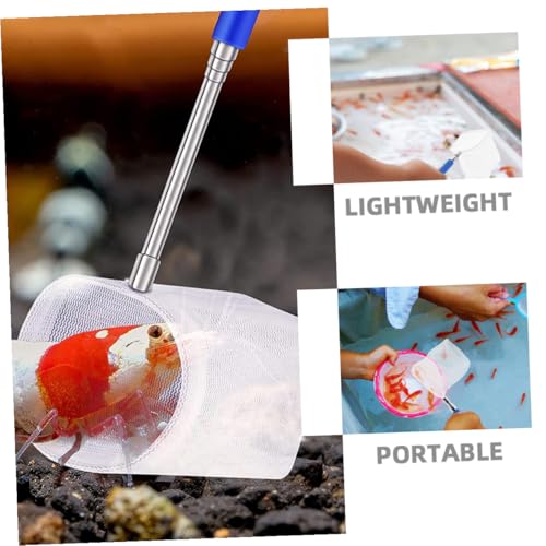 Toyvian 2pcs Mini Telescopic Shrimp Net and Fish Tank Catcher Net with Extendable Stainless Steel Handle Lightweight Mesh for Small Aquariums and Betta Fish Maintenance