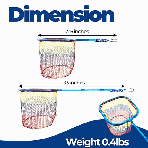 Kids Fishing Net - Extendable Telescopic Landing Net for Boy Girl Children Catching Small Fish Crab Shrimp Minnow Dragonfly Beach Pier Lake River Ocean