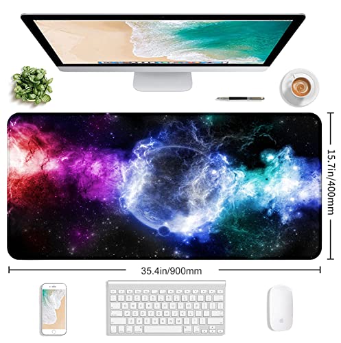 Large Extended Nebula Starry Sky Mouse Pad, Laptop and Home Office Desk Pad | The Surface Of The Mouse Pad Is Designed With Fiber Woven Material, And The Base Is Made Of Natural Anti Slip Rubber. - color: Nebula Starry Sky
