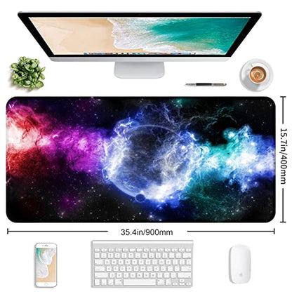 Large Extended Nebula Starry Sky Mouse Pad, Laptop and Home Office Desk Pad | The Surface Of The Mouse Pad Is Designed With Fiber Woven Material, And The Base Is Made Of Natural Anti Slip Rubber. - color: Nebula Starry Sky