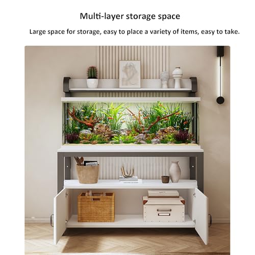3-Tier Metal Fish Tank Stand, Adjustable Aquarium Storage Shelf, Versatile Reptile & Terrarium Table, Sturdy Home Office Organizer for Pets and Aquatic Decor