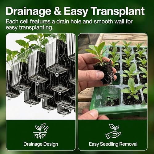 Gardzen 10 Pack 40 Cell BPA Free Seed Starter Tray Kit - Reusable Plant Germination Trays with Adjustable Vents, Sowing Tool & Labeling Set for Indoor Gardening Vegetables Herbs Flowers - size: 10-Pack