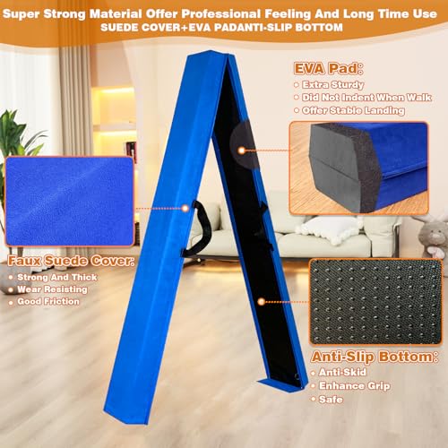 Marfula 6 FT / 8 FT / 9 FT Folding Gymnastics Beam Foam Balance Floor Beam - color: Blue, size: 10 Ft