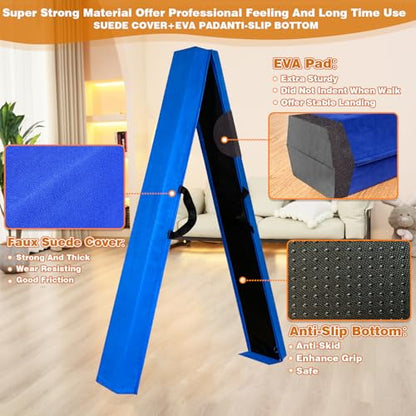 Marfula 6 FT / 8 FT / 9 FT Folding Gymnastics Beam Foam Balance Floor Beam - color: Blue, size: 10 Ft