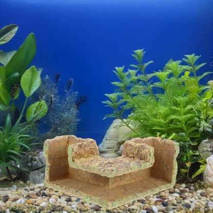 COLLBATH Aquarium Corner Cave Fish Tunnel Shelter Tube Shrimp Breeding Hideout Natural Stone Style Fish Tank Shrimp Hiding Habitat for Freshwater Tanks