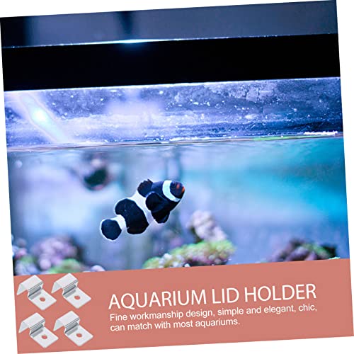 Kisangel 16pcs Stainless Steel Fish Tank Lid Holder Clips for Aquarium Glass Sturdy Support Brackets Practical Accessories for Fish Tank Supplies Elegant Design