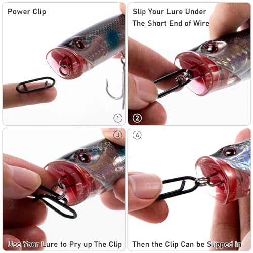 Dr.Fish Fishing Power Clips Stealth Stainless Steel Speed Lure Clips Quick Change Fishing Snap Connector Saltwater Freshwater Terminal Tackle