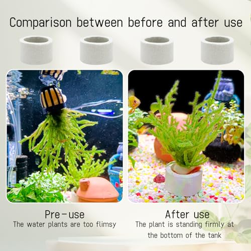WishLotus 4Pcs Anti-Floating Ceramic Aquatic Plant Rings, 3.5CM Ceramic Aquatic Plants Fixed Ring, Plant Ring for Aquarium Plants Fixing Fish Tank Accessories (4)