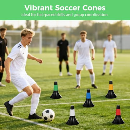 12 Pcs Basketball Cones for Training, 9.4" Cones for Sports Training with Carry Mesh Bag, Agility Cones, Stackable Marker Cones for Football Basketball Speed Grab Drills, Dog Training