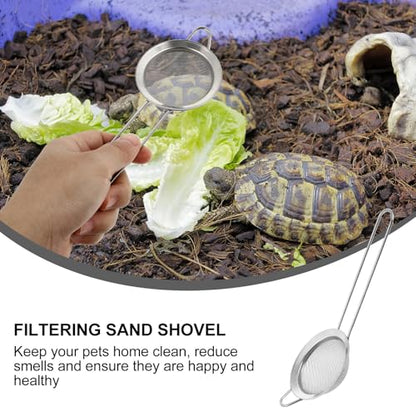 Beaupretty 2pcs Stainless Steel Reptile Sand Shovel Sifter Litter Cleaner for Terrarium Substrate Bedding Maintenance