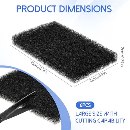 6 Pack Fish Tank Filter Sponge, 6.3x3.9x0.79in Inch Aquarium Filter Sponge Aquariums Filters Media for Fish Tank Sump Canister Filters for Freshwater and Saltwater Aquariums