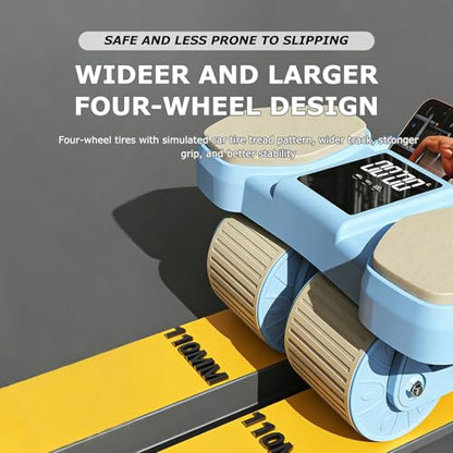 Ab Roller Wheel with Four Wheels, Abdominal Exercise Roller for Core Strength Training, Stable & Smooth Fitness Wheel for Home Gym Workouts