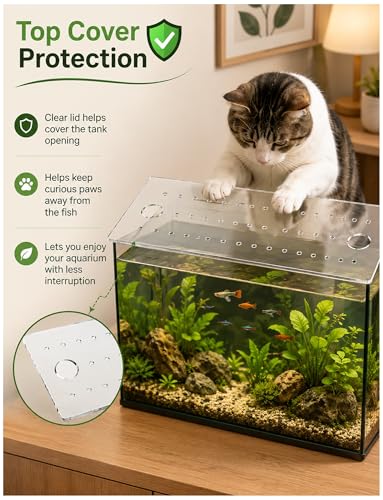 Acrylic Fish Tank Lid with 30mm Feeding Holes & 8mm Ventilation Holes - Durable Aquarium Cover for Home, Retail, and Facility Use (31x16.5cm)