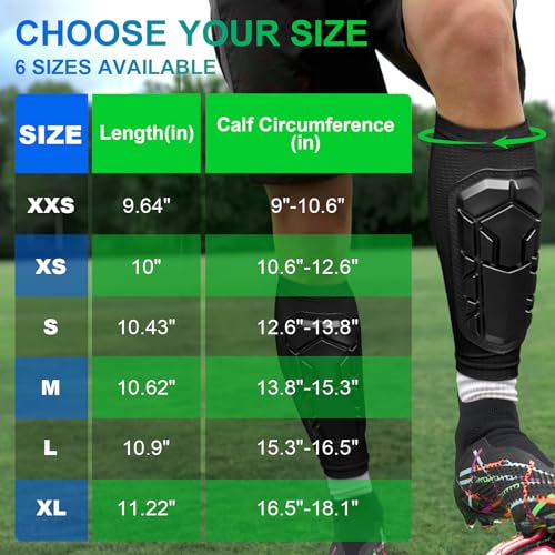 Soccer Shin Guards with Sleeves for Kids Youth Adults Boys Girls - size: X-Small