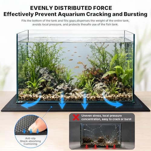 Aquarium Leveling Mat 12" X 24" X 0.2" EVA Aquarium Foam Leveling Mat, Non-Slip Shockproof Fish Tank Mat for Under Tank for Glass Fish/Turtle Tank Protection