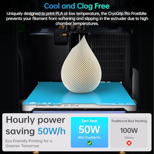 BIQU CryoGrip Pro Frostbite Build Plate for Bambu-Lab H2D H2S 3D Printers, Cold Plate, Room Temperature Printing, Double-Sided Textured Sheet, Print Area 350x325mm, 1 Piece - color: Frostbite-Blue, size: 346*355MM-H2D/S, style: Frostbite