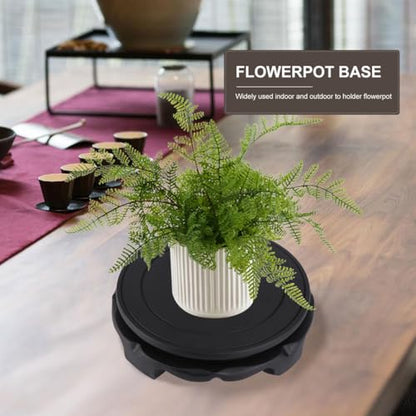 Cabilock Chinese Wooden Display Stand - Round Wood Vase Pedestal, Rotatable Footed Teapot Base, Oriental Aquarium Fish Bowl Base for Table Decor - size: 16x16cm