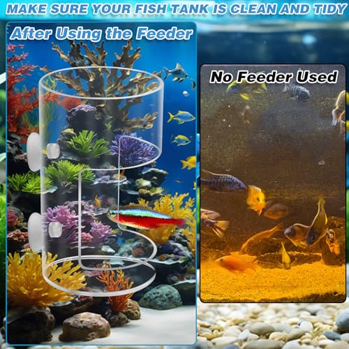 2Pcs Aquarium Fish Feeder Feeding Tray with Suction Cup, Feeding Tube Tank Divider Aquarium Breeder Box Fish Bowls Accessories Round for Turtle Shrimp Supplies Round - color: 2Pcs