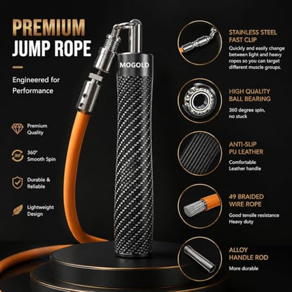 Weighted Jump Rope for Men Women -Interchangeable 1/5lb 1/4lb 1/2lb Heavy jump ropes - 360 Degree Spin - Length Adjustable,Ergonomics Leather Grip Skipping Rope for Fitness Weight Loss & More - color: Black