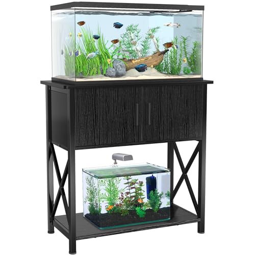 GDLF 29 Gallon Aquarium Stand, Metal Fish Tank Stand with Cabinet Storage, for 20 Gallon Long Aquarium,30.7" L*12.6" W Tabletop,330LBS Capacity