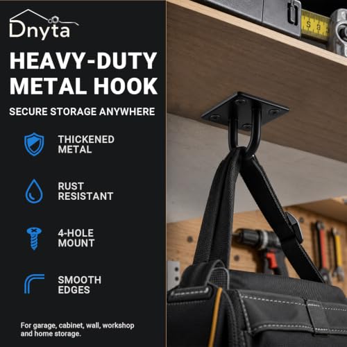 Dnyta 4Pcs Stainless Steel Ceiling Hook Pad Eye Plate Wall Mount Ring Hooks - color: Black With Buckle, Square-shaped, size: Medium (4pcs)