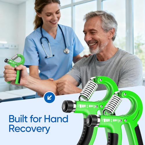 FitBeast Grip Strength Trainer 2 Pack – Adjustable Hand Grip Strengthener for Strength Training & Rehabilitation, 10-132 lbs Resistance Forearm Strengthener, Ideal for Athletes, Rehab, Office - color: Green