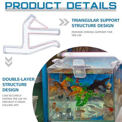 12 Pcs Aquarium Lid Clips Rimless Fish Tank Top Cover Rim Lid Support Holder Clip Clear PC Aquarium Hoods Clamps for 1/8" to 3/16" Glass