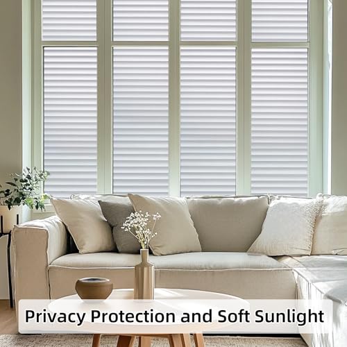 Window Film Window Privacy Film, Anti UV Removable Frosted Privacy Film, Static Cling Glass Film No Glue Window Sticker for Bathroom Bedroom Office (17.4 x 78.7 inch)，Blinds Pattern - color: Blinds Pattern (Dp040), size: 17.4 x 78.7 inch