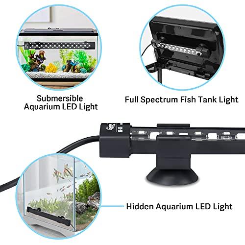 hygger 24/7 Mode Submersible Aquarium LED Light, Full Spectrum Hidden Fish Tank Light with 3 Rows Beads 7 Colors Auto On Off Sunrise-Daylight-Moonlight, Adjustable Timer Brightness - size: 23.4in 14W