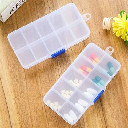4 PCS 10 Grids Plastic Organizer Box with Dividers, Small Clear Tackle Container, Candy Large Bead Compartment