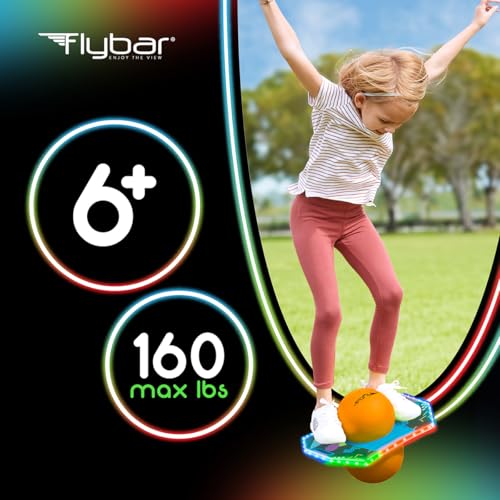 Flybar Pogo Trick Ball for Kids, Indoor & Outdoor Balance Bounce Board Toy - color: Retro Rocket