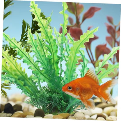 2Pcs Aquarium Fish Tank Decorations Compact Fake Grass Plants Desktop Fish Tank Supply for Home Office Table Aquarium Decor
