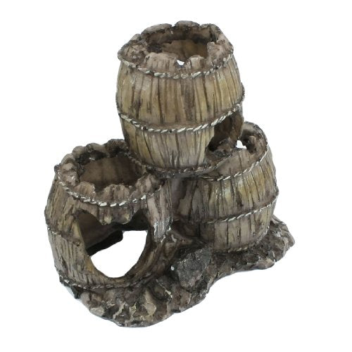 Ruilogod Yard Rockery Brown Gray Resin Three Barrel Decoration for Fish Tank