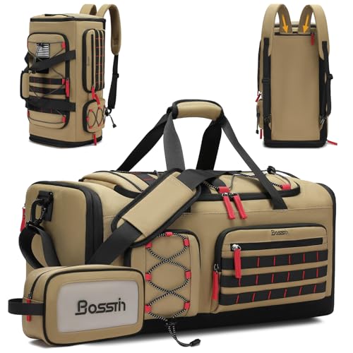 BOSSTIN Gym Bag for Men & Women, 45L-50L Expandable Sports Duffle Bag - color: Khaki