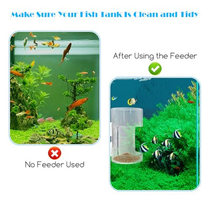Clear Fish Tank Feeding Tray with Suction Cup Feeding Tube Aquarium Divider Supplies Breeder Box for Food Tanks Bowls(Round)