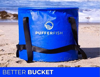 PUFFERFISH Better Bucket - Foldable Water Bucket for Sand Castles - Made from Recycled Plastic - Build Sand Castles with Ease