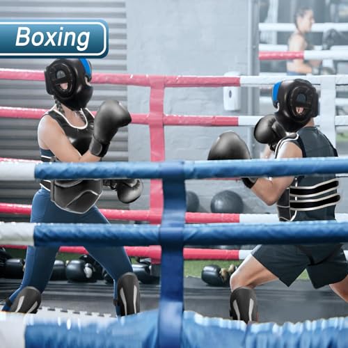 Taekwondo Boxing Gear Set, Karate Sparring Gear Set Height Youth or Adults, Martial Arts Shin Guards/Chest Rib/Headgear/Mouthguards Guards Protective Gear Set - color: Black, size: 59”-67“
