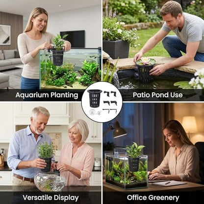Aquarium Plant Holder, Fish Tank Plant Holder for Underwater Arrangements, Plant Holder for Fish Tank with Hooks and Suction Cups, Plastic Material for Aquatic Environments