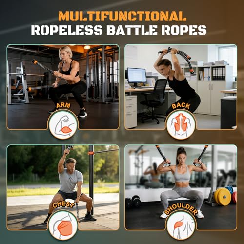 Cordless Battle Ropes, Adjustable Ropeless Battle Ropes for Home Gym