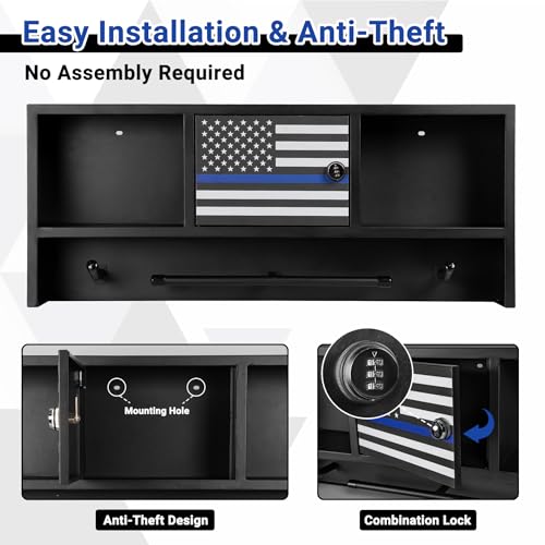 Neoaider Wall Mounted Police Gear Rack 36” x 4” x 15”, Police Hanger