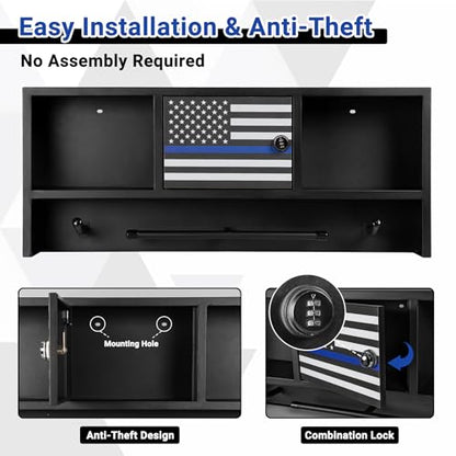 Neoaider Wall Mounted Police Gear Rack 36” x 4” x 15”, Police Hanger