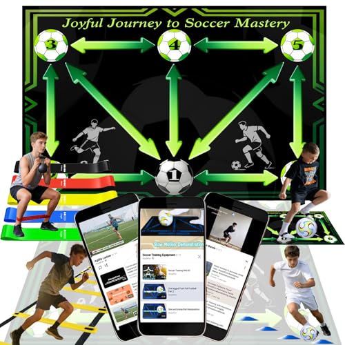 Soccer Training Equipment with Training Mat, Resistance Band, Ladder, Cones - color: Light Green, size: 35"*23"