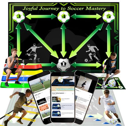 Soccer Training Equipment with Training Mat, Resistance Band, Ladder, Cones - color: Light Green, size: 35"*23"