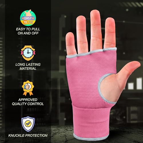 FARABI Kids Hybrid Boxing Inner Gloves Punching Boxing Gloves - color: All Pink (Pack of 2)